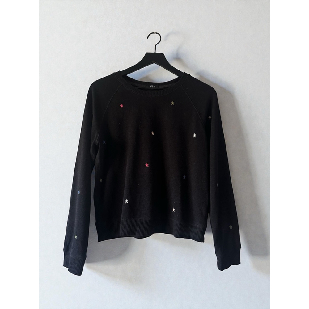 Rails Black Star Embroidered Cozy Sweatshirt Top Size Small